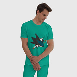 Пижама хлопковая мужская San Jose Sharks, цвет: зеленый — фото 2