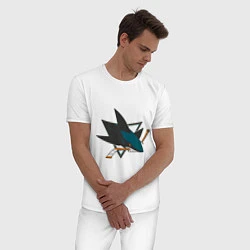 Пижама хлопковая мужская San Jose Sharks, цвет: белый — фото 2