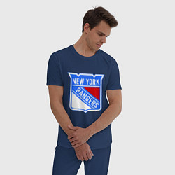 Пижама хлопковая мужская New York Rangers, цвет: тёмно-синий — фото 2