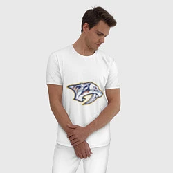 Пижама хлопковая мужская Nashville Predators, цвет: белый — фото 2