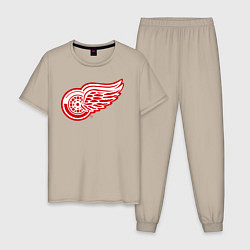 Пижама хлопковая мужская Detroit Red Wings, цвет: миндальный