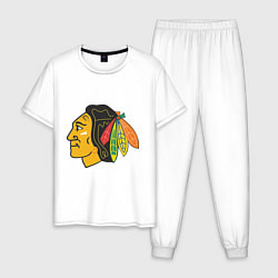 Пижама хлопковая мужская Chicago Blackhawks, цвет: белый