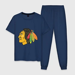 Пижама хлопковая мужская Chicago Blackhawks, цвет: тёмно-синий