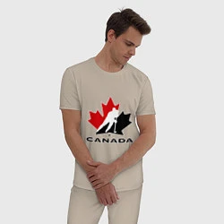Пижама хлопковая мужская Canada, цвет: миндальный — фото 2