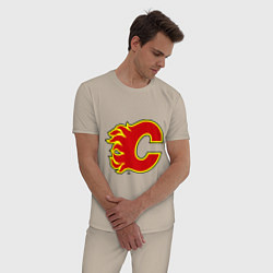 Пижама хлопковая мужская Calgary Flames, цвет: миндальный — фото 2