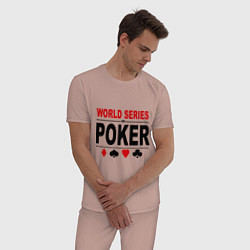 Пижама хлопковая мужская World series of poker, цвет: пыльно-розовый — фото 2