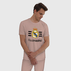 Пижама хлопковая мужская Real Madrid Lines, цвет: пыльно-розовый — фото 2