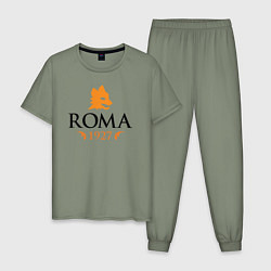 Пижама хлопковая мужская AS Roma 1927, цвет: авокадо