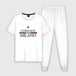 Пижама хлопковая мужская Curva Sud: Milano FC цвета белый — фото 1