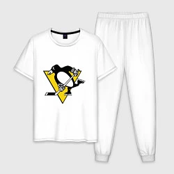 Пижама хлопковая мужская Pittsburgh Penguins: Malkin 71, цвет: белый