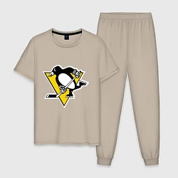 Пижама хлопковая мужская Pittsburgh Penguins: Malkin 71, цвет: миндальный