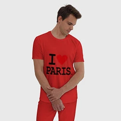 Пижама хлопковая мужская I love Paris, цвет: красный — фото 2