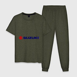 Пижама хлопковая мужская Suzuki цвета меланж-хаки — фото 1