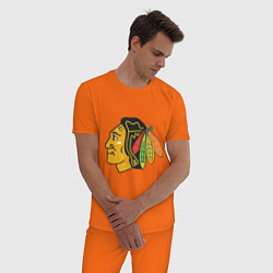 Пижама хлопковая мужская Chicago Blackhawks: Kane, цвет: оранжевый — фото 2