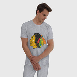 Пижама хлопковая мужская Chicago Blackhawks, цвет: меланж — фото 2