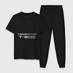 Пижама хлопковая мужская Терминатор Т-800, цвет: черный