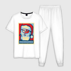 Пижама хлопковая мужская Santa HOHOHO, цвет: белый