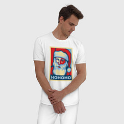 Пижама хлопковая мужская Santa HOHOHO, цвет: белый — фото 2
