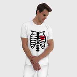 Пижама хлопковая мужская Skeleton heart, цвет: белый — фото 2