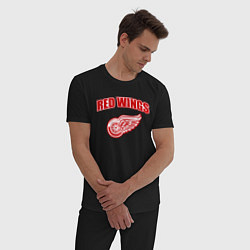 Пижама хлопковая мужская Detroit Red Wings, цвет: черный — фото 2