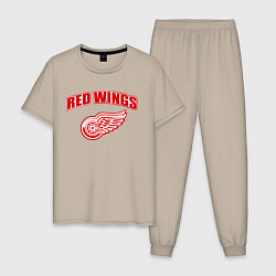 Пижама хлопковая мужская Detroit Red Wings, цвет: миндальный