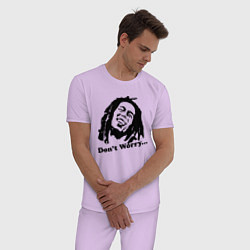 Пижама хлопковая мужская Bob Marley: Don't worry, цвет: лаванда — фото 2