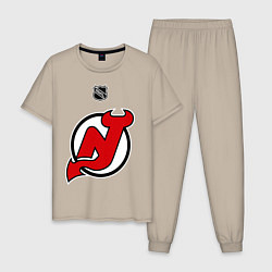 Пижама хлопковая мужская New Jersey Devils: Kovalchuk 17, цвет: миндальный