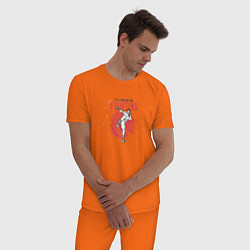 Пижама хлопковая мужская Отличный день для боя, цвет: оранжевый — фото 2