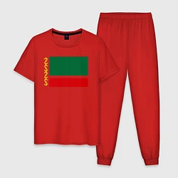 Пижама хлопковая мужская Чечня: флаг, цвет: красный