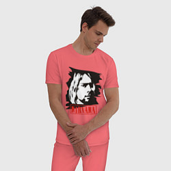 Пижама хлопковая мужская Nirvana: Kurt Cobain, цвет: коралловый — фото 2
