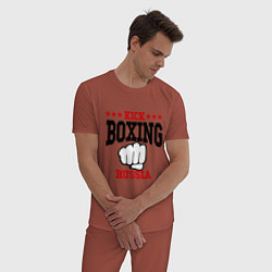 Пижама хлопковая мужская Kickboxing Russia, цвет: кирпичный — фото 2