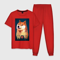 Пижама хлопковая мужская Wow Doge, цвет: красный