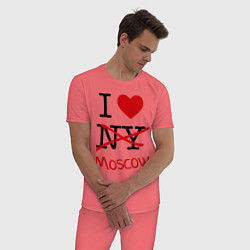 Пижама хлопковая мужская I love Moscow, цвет: коралловый — фото 2