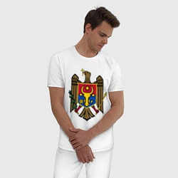 Пижама хлопковая мужская Молдавия герб, цвет: белый — фото 2