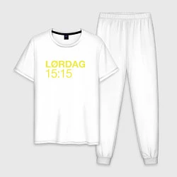 Пижама хлопковая мужская Lordag 15:15, цвет: белый
