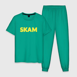 Пижама хлопковая мужская Skam цвета зеленый — фото 1