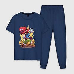 Пижама хлопковая мужская Mario Rage, цвет: тёмно-синий