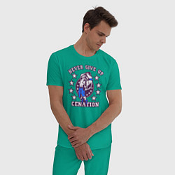 Пижама хлопковая мужская WWE Never Give Up цвета зеленый — фото 2