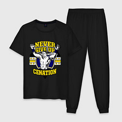 Пижама хлопковая мужская Never Give Up: Cenation, цвет: черный