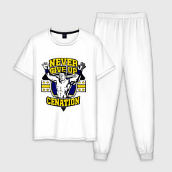 Пижама хлопковая мужская Never Give Up: Cenation, цвет: белый