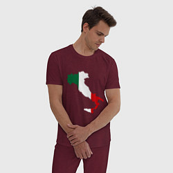 Пижама хлопковая мужская Италия (Italy) цвета меланж-бордовый — фото 2