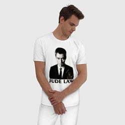 Пижама хлопковая мужская Jude Law, цвет: белый — фото 2