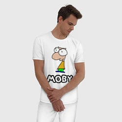 Пижама хлопковая мужская Moby, цвет: белый — фото 2
