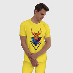 Пижама хлопковая мужская Космический олень, цвет: желтый — фото 2
