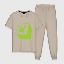 Пижама хлопковая мужская Green Creeper, цвет: миндальный