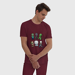 Пижама хлопковая мужская Minecraft Units, цвет: меланж-бордовый — фото 2