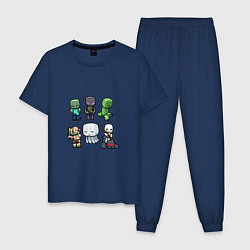 Пижама хлопковая мужская Minecraft Units, цвет: тёмно-синий