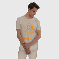 Пижама хлопковая мужская Bitcoin Tree, цвет: миндальный — фото 2