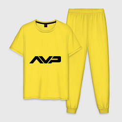 Пижама хлопковая мужская AVP: White Style, цвет: желтый