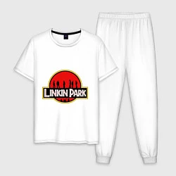 Пижама хлопковая мужская Linkin Park: Jurassic Park, цвет: белый